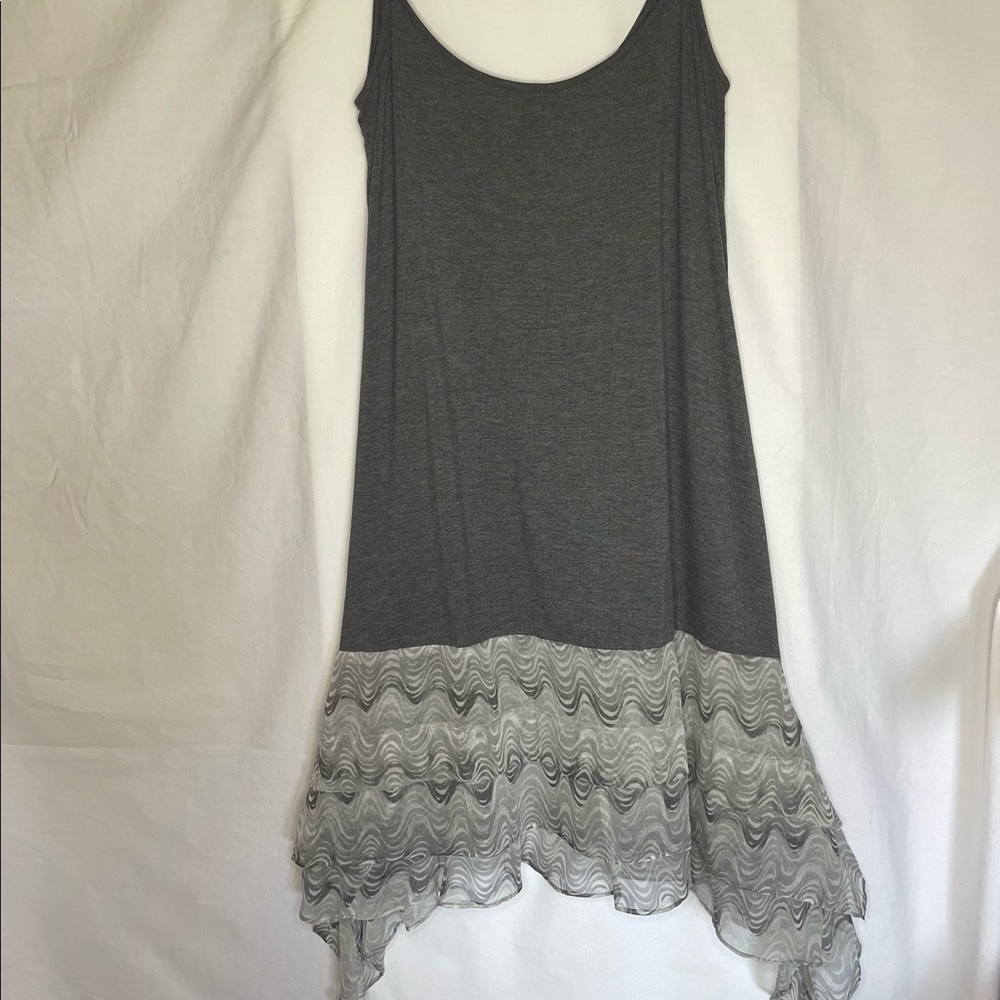 Elizabeth & James Gray Slip Dress w/ Ruffle Accent - Picture 1 of 5